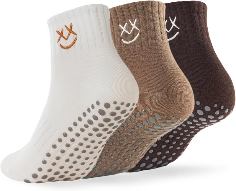 Soxbang 3/6 Pairs Cute Pilates Socks with Grips,Yoga Socks Barre Sock Non Slip Grip Embroidery for Barre Ballet Workout - Image 1